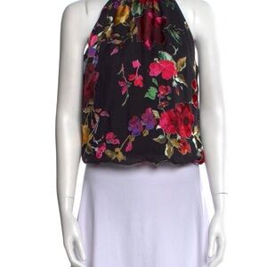 ALICE AND OLIVIA 
Sudie Tie-Neck Silk Floral Print Top 
Size Large